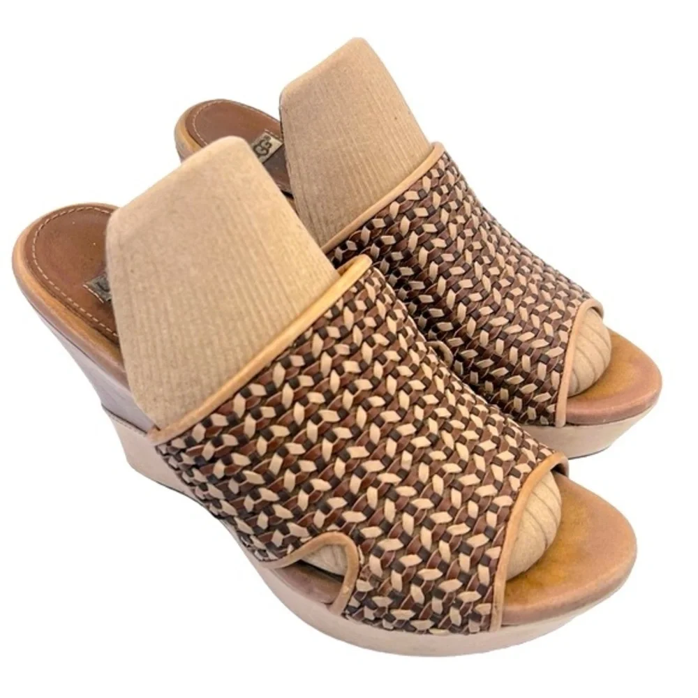 UGG Weaved Heeled Platform Sandals